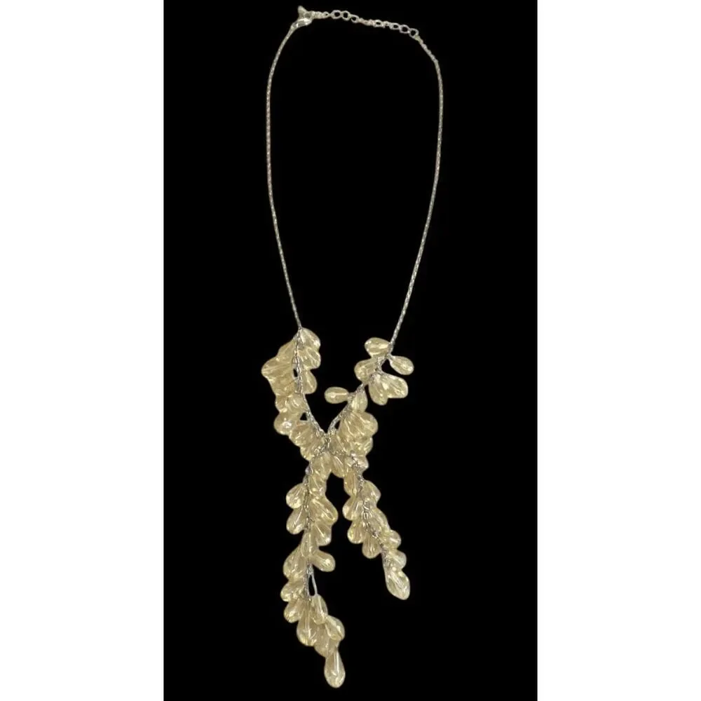Vintage Y Drop Cascading Bead‎ Necklace Golden Yellow - Picture 2 of 5